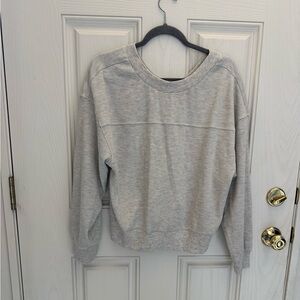 Varley Arvin Waffle Knit Sweatshirt in wheat marl grey